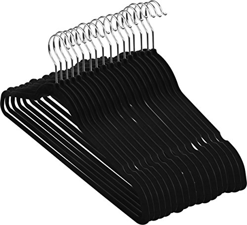 Premium Velvet Hangers (50 Pack, Black) Non-Slip Clothes Hangers - Strong and Durable Suit Hangers - Space Saving Coat Hangers, 360 Degree Rotatable Hook Pant Hangers.