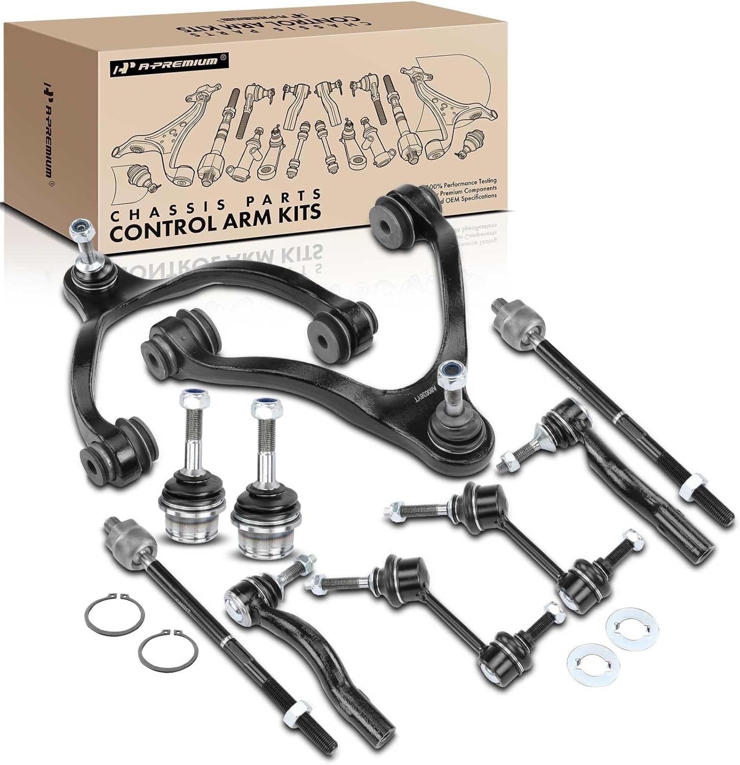 A-Premium 10Pcs Front Suspension Kit, Upper Control Arm Lower Ball Joint Inner Outer Tie Rod End Sway Bar Links, Compatible with Ford Crown Victoria Lincoln Town Car Mercury Grand Marquis Marauder