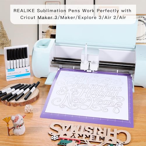 REALIKE Variety Pens for Cricut Maker 3/Maker/Explore 3/Air 2/Air,Black Pens Set of 7Pack Include Fine Point Pen,Glitter Gel, Marker, Calligraphy Writing Drawing Pens Compatible with Cricut