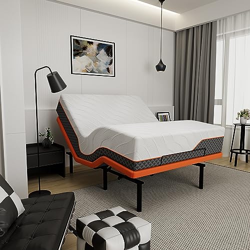 Adjustable Bed Frame King - Ergonomic Electric Bed Base, Foot & Head Incline, APP Control, Wireless Remote, Zero Gravity, Anti-Snore, King, 2000 Series