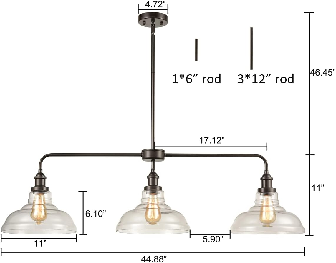 DANSEER Modern Large Glass Island Lighting Oil Rubbed Bronze Pendant Lighting