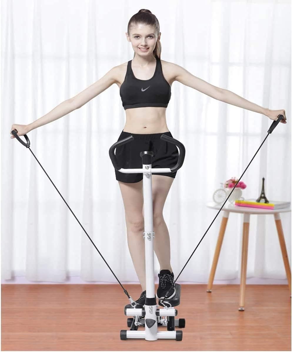 Mini Hydraulic Home Sports Step Fitness Stepper with Two Handles Exercise Machine for Intensive Full Body Work outHome Gym Equipment with Adjustable Resistance Bands