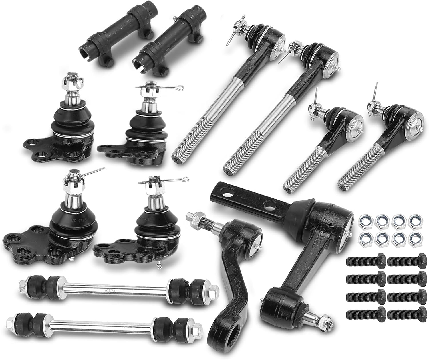 A-Premium Set of 14, Front Upper Lower Ball Joint, Sway Bar Link, Inner Outer Tie Rod End, Pitman Arm, Idler Arm, Compatible with Dodge Ram 1500 2000-2001, RWD Only