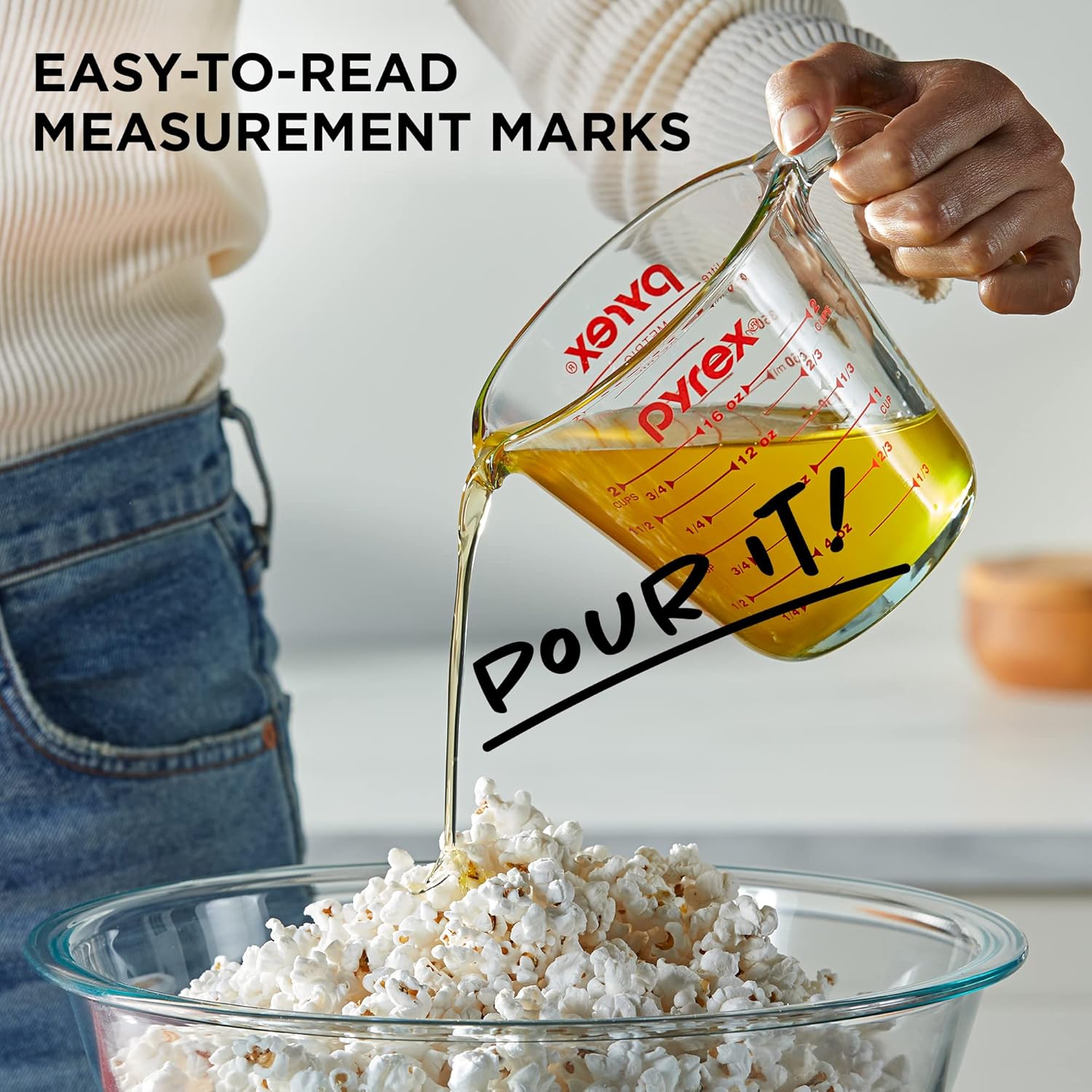 Pyrex 2 Piece Glass Measuring Cup Set, Includes 1-Cup, and 2-Cup Tempered Glass Liquid Measuring Cups, Dishwasher, Freezer, Microwave, and Preheated Oven Safe, Essential Kitchen Tools