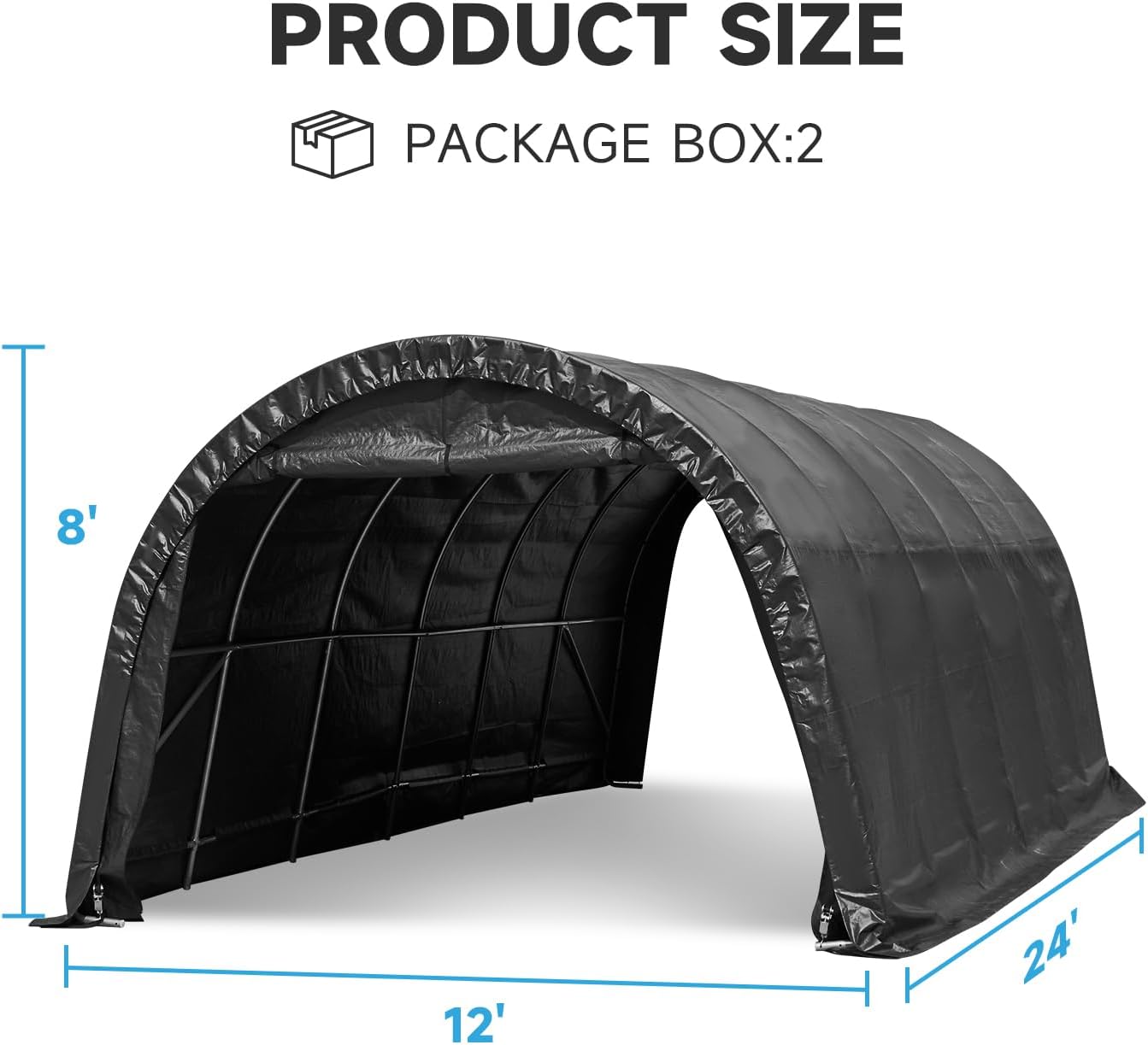 MELLCOM 12 x 24 FT Heavy Duty Carport, Portable Garage with All-Steel Metal Frame and Round Style Roof, Anti-Snow Car Canopy Outdoor Storage Shelter for Car, Truck, Boat