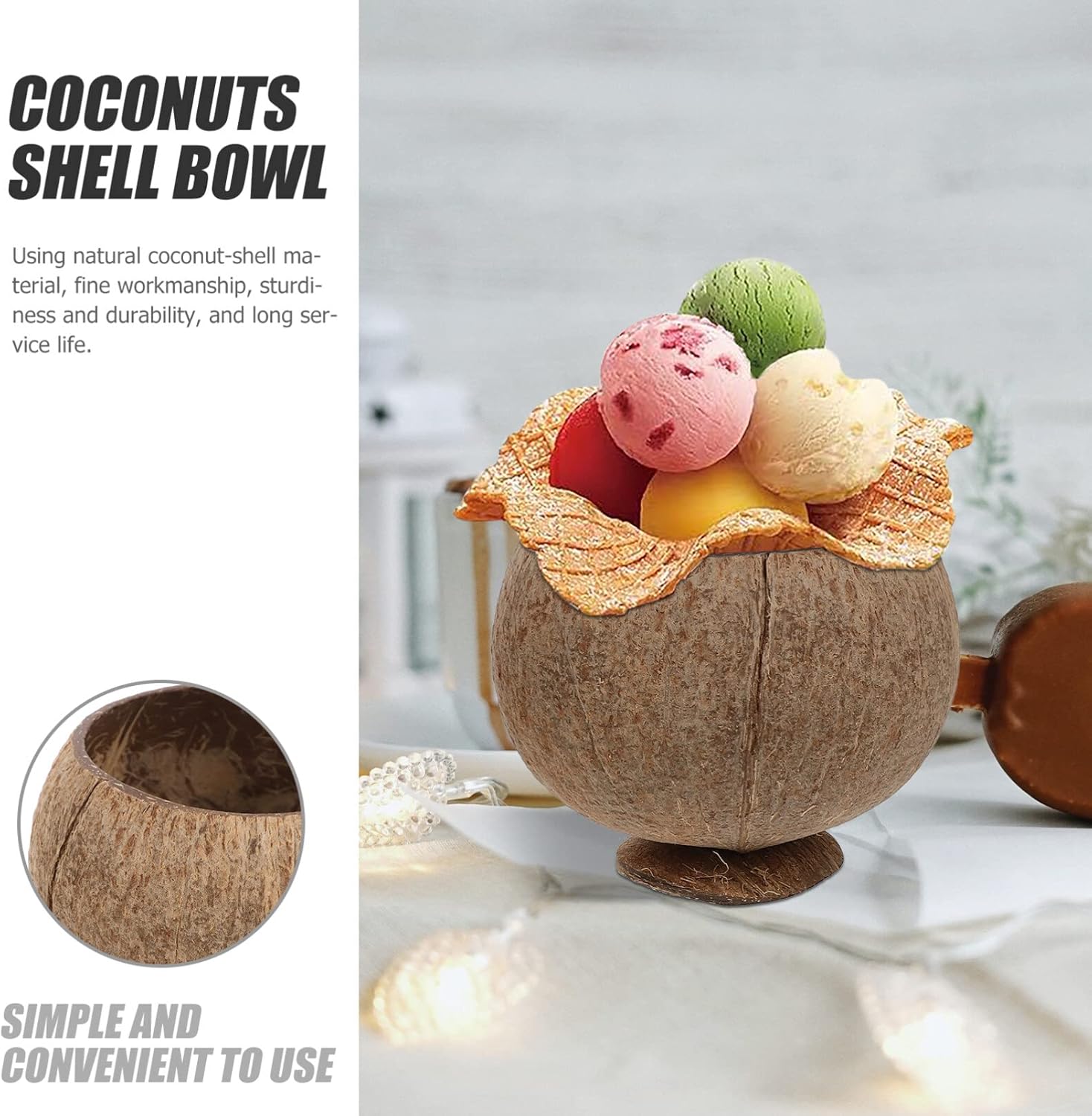 Tiki 4pcs Natural Coconut Shell Cups Hawaiian Luau Party Cups Tiki Cocktail Drinking Cups Sauce Charcuterie Cups Dipping Bowl Prep Pinch Bowl for Beach Summer Cups Hawaiian Party