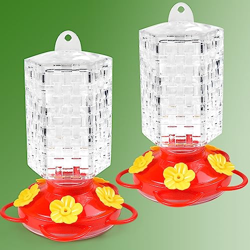 Glass Hummingbird Feeders for Outdoors Hanging 15 oz Sealed and Leak- Proof Easy to Clean and Fill Containing Ant Moat, for Attract Hummingbird (Hexagon Pack of 2, Clear)