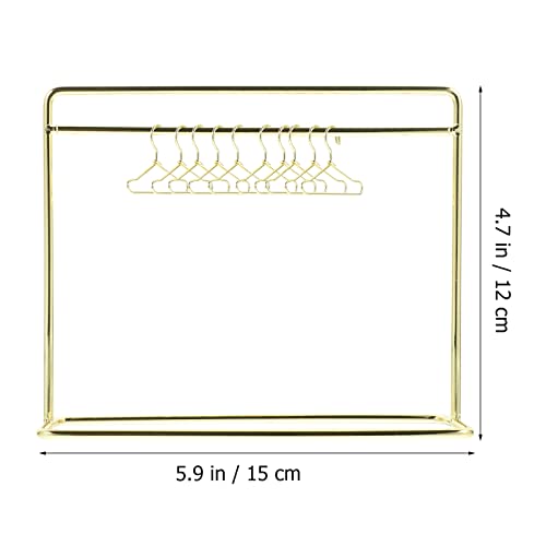 TOYANDONA Garment Rack Wardrobe Doll with Hangers Set Include Miniature Clothes Rack 10pcs Mini Metal Doll Clothes Hangers for Dress Outfit Gown Jewelry Stand Mini Clothes Hangers