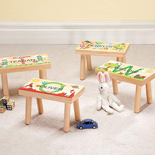 Fox Valley Traders Personalized Children’s Step Stool, Customized with Kid’s Name, Woodland Animals Design