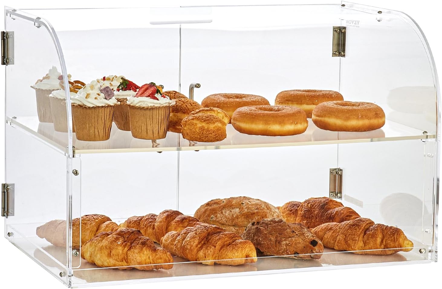 VEVOR Pastry Display Case, 2-Tier Commercial Countertop Bakery Display Case, Acrylic Display Box with Rear Door Access & Removable Shelves, Keep Fresh for Donut Bagels Cake Cookie, 22