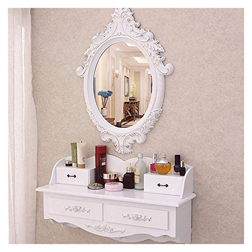 Luxury Dressing Vanity Table w/Stool for Bedroom, Modern Retro Wall-mounted Dressing Table Mirror Mini Bedroom Net Red Window Simple Dressing Table(Style 1)