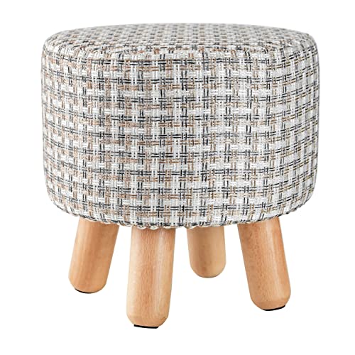 H&B Luxuries Fabric Round Padded Ottoman Foot Rest Stool