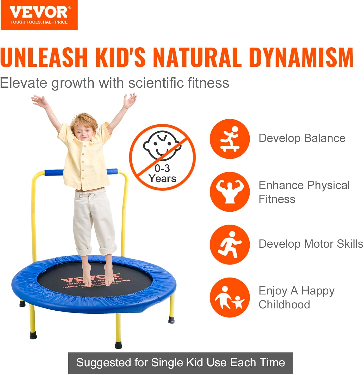 VEVOR 3FT Trampoline for Kids, 36