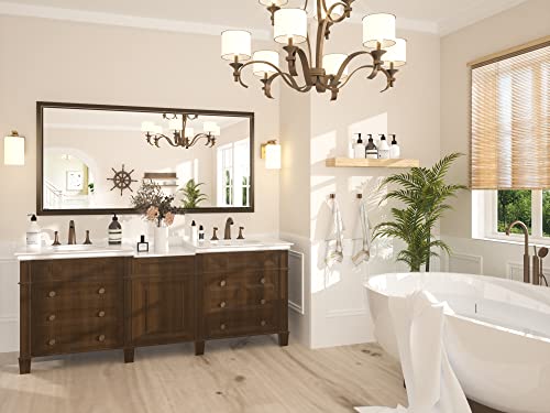 Black Bathroom Mirror for Over Sink, 36x24 Inch Beveled Metal Framed Bathroom Vanity Mirror, Matte Black Rectangle Wall Mirror, Farmhouse Vanity Mirror Hangs Horizontal or Vertical