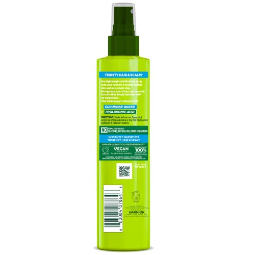 Garnier Fructis Pure Moisture 10-in-1 Spray for Dry Hair and Scalp, Hyaluronic Acid, 8.1 Fl Oz, 1 Count (Packaging May Vary)