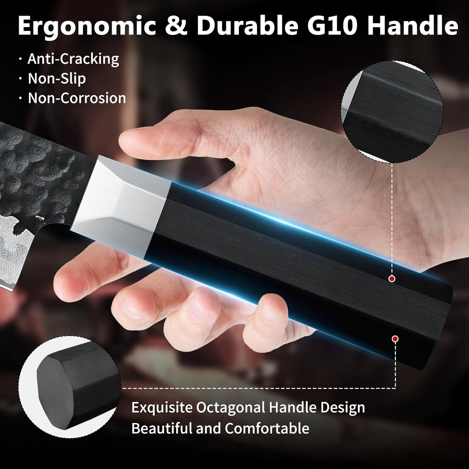 SHAN ZU Japanese Chef Knife 8 Inch, 7 Layers 9Cr18MoV High Carbon Steel Kitchen Knife, Professional Cooking Knife,Kitchen Utility Knives Ultra Sharp Gyuto Knife with G10 Fiberglass Handle