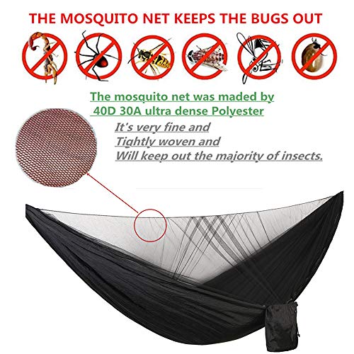 Camping Hammock with Rain Fly Tarp Mosquito Net amaca Heavy Duty Tree Straps Portable Double Parachute Hammock Tent Waterproof Rainfly Set for Camping Hiking Backyard Outdoor Backpacking Travel