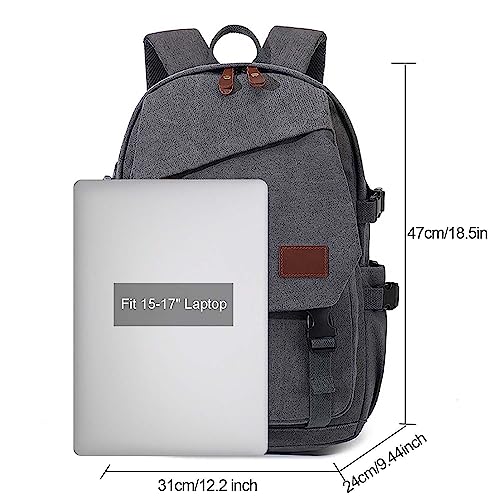 AUGUR Canvas Backpack for Men Casual Daypack Vintage Rucksack Laptop Backpack fit 15-17 inch Travel Hiking School Backpack(35L-Khaki)