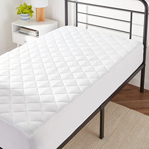 Amazon Basics Hypoallergenic Quilted Mattress Topper Pad, 18 Inches Deep, Twin XL, White