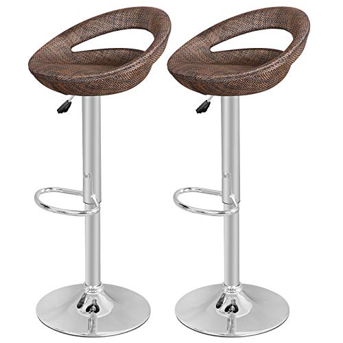 ZENY Set of 2 Adjustable Bar Stools, Pub Swivel Barstool Chairs with Back, Pub Kitchen Counter Height Modern Patio Barstool