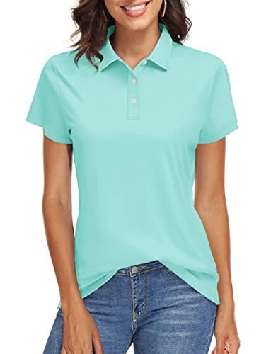 TACVASEN Women's Polo Shirts UPF 50+ Sun Protection Golf Shirt Short Sleeve Quick Dry 3-Button Collared Tops Lightweight