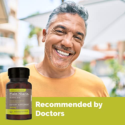 B3 Plain Niacin - 500mg Immediate Release Vitamin B-3 with Flush - Nicotinic Acid 100 Tablets - Non-GMO, Vegan, Gluten Free