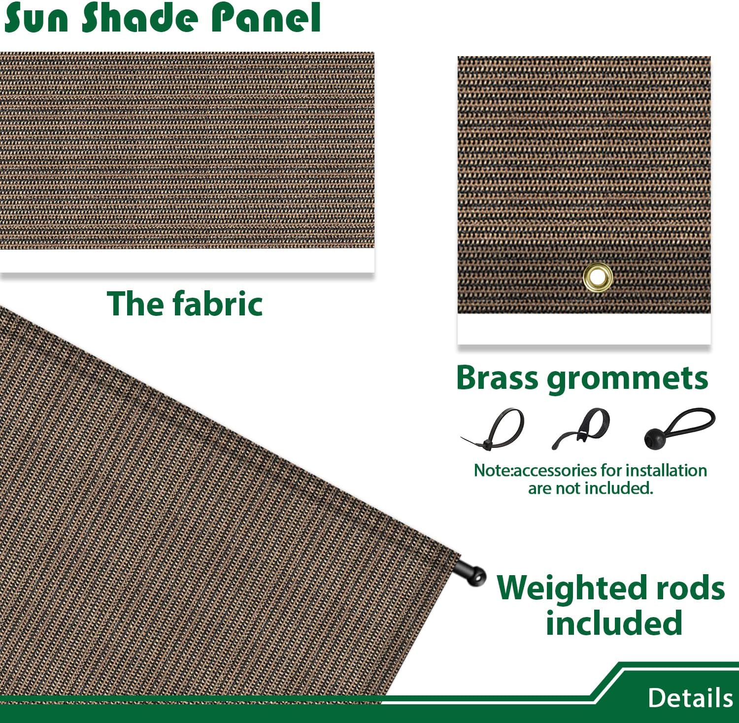 12'x24' Pergola Replacement Canopy Shade Cover Sun Shade Cloth with Grommets, UV Protection Patio Covers for Outside Porch Backyard Gazebo Awning, Brown