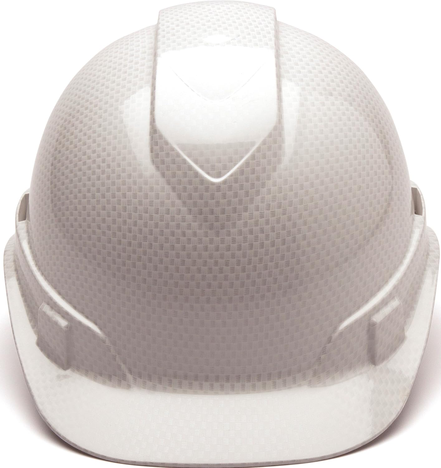 PYRAMEX Ridgeline Cap Style Hard Hat, Vented, 4-Point Ratchet Suspension, Shiny White Graphite Pattern