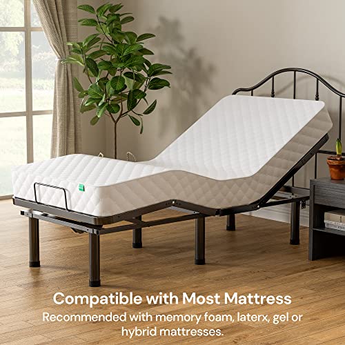 SunsGrove Twin XL Adjustable Bed Frame with Head and Foot Incline, Electric Bed Frame Base, Adjustable Leg Heights, Wired Remote