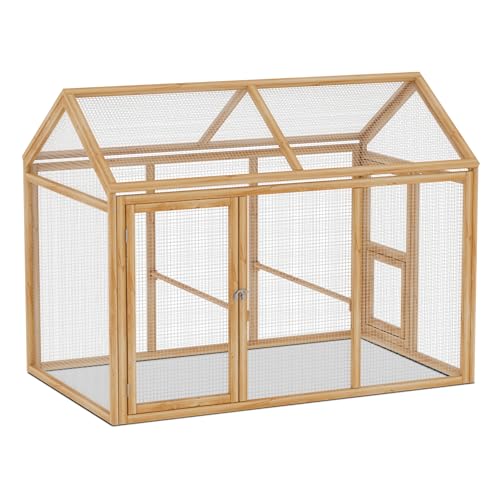 Magshion Outdoor Chicken Coops Poultry Pet House with Roosting Bar, Wooden Rabbit Hutch Hen House Pet Cage for Outside Inside Garden Farm, 55
