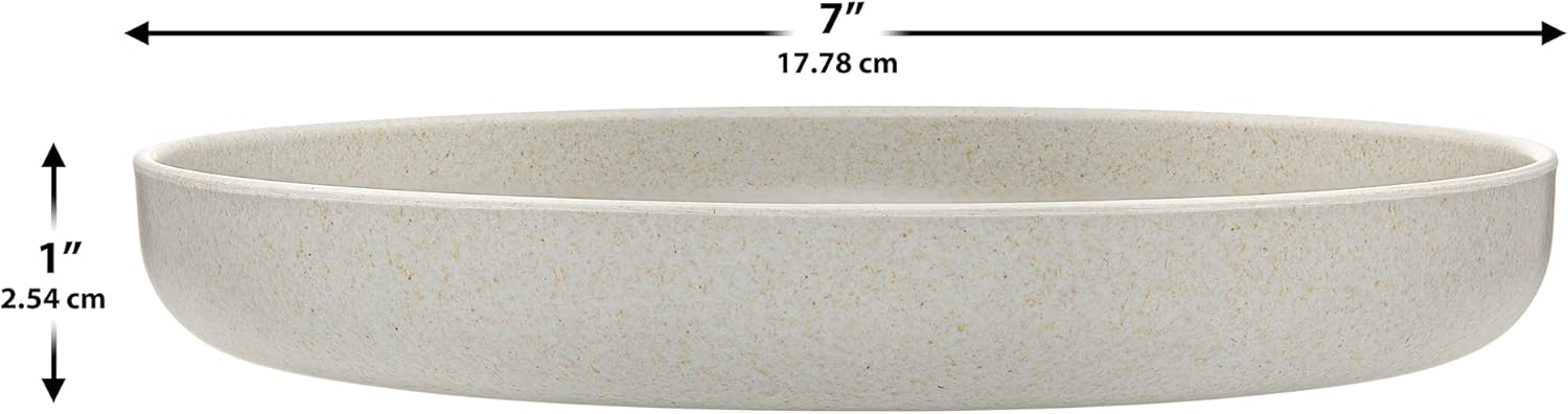 7-Inch Bamboo Plates Pack of 6 - Colorful Raised-Edge Tableware Set for Kids & Adults - Pink, Blue & Gray Dinnerware for Camping, Picnic - Reusable, Sustainable, Dishwasher-Safe Dishes