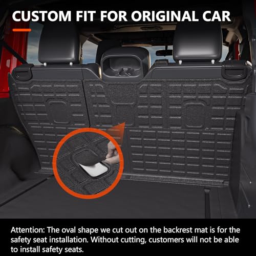 powoq Backrest Mat Compatible with 2018-2024 Jeep Wrangler JL Unlimited 4 Door Back Seat Protector TPE Cargo Mat Replacement for 18-24 Jeep Wrangler JL 4X4 Accessories(Fit 18-24 JL 4X4, Backrest Mat)