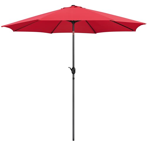 Yaheetech 7.5FT Patio Umbrella Outdoor Market Table Umbrella with 6 Sturdy Ribs, Push Button Tilt & Crank for Garden/Lawn/Deck/Backyard/Pool/Beach, Gray