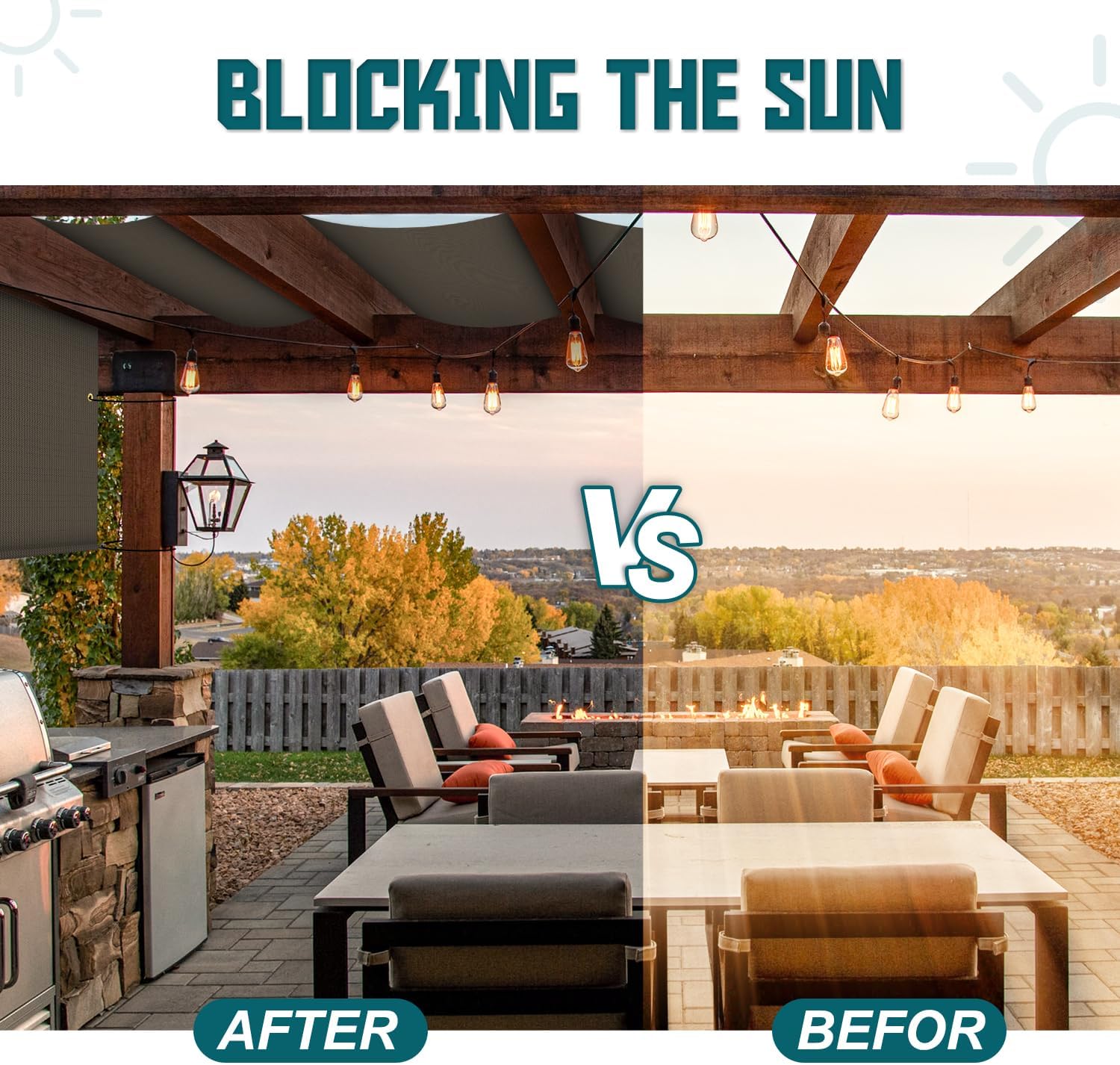 TANG 10'x16' Outdoor Universal Pergola Replacement Shade Cover Canopy Sun Shade Screen Panel with Grommets Weight Rods Brown