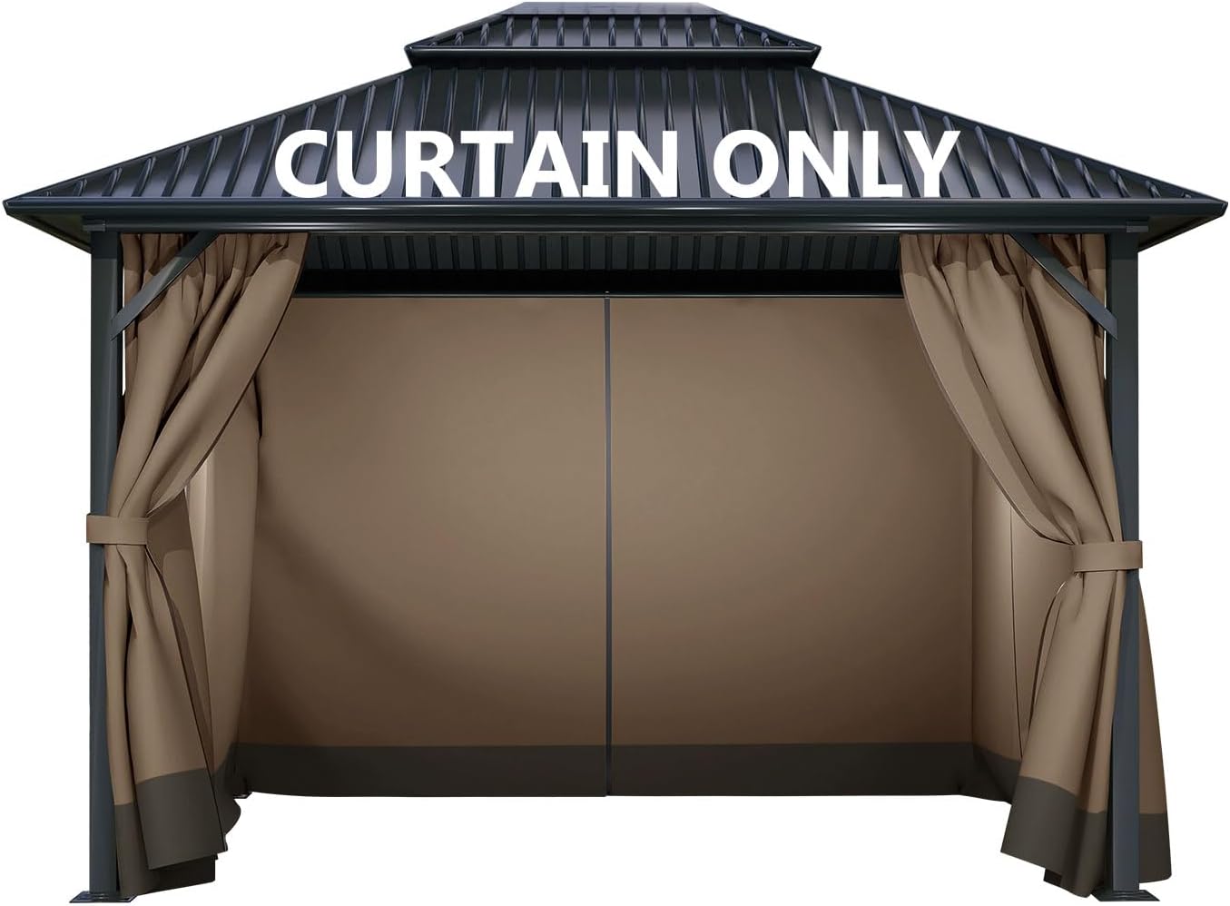 COWVIE Gazebo Curtain Replacement Universal 4-Panel Sidewalls 10' x 13', Patio Gazebo Privacy Curtains with Double Zipper, Replacement for Patio, Outdoor Canopy, Garden and Backyard (Curtain Only)