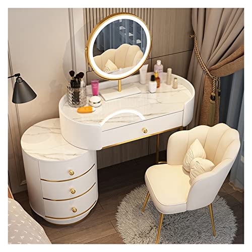 Vanity Table Dressing Table Bedroom Simple Makeup Table Storage Table Storage Cabinet Makeup Mirror Makeup Stool Combination Set Dressing Table(A,120cm)