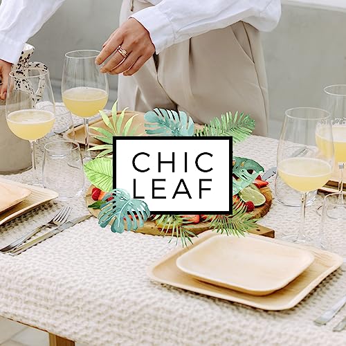 Chic Leaf Palm Leaf Plates Disposable Bamboo Plates Like 10 Inch & 7 Inch Round Party Pack (48 pk) Compostable and Biodegradable - Better than Plastic, Paper and Wood Plates