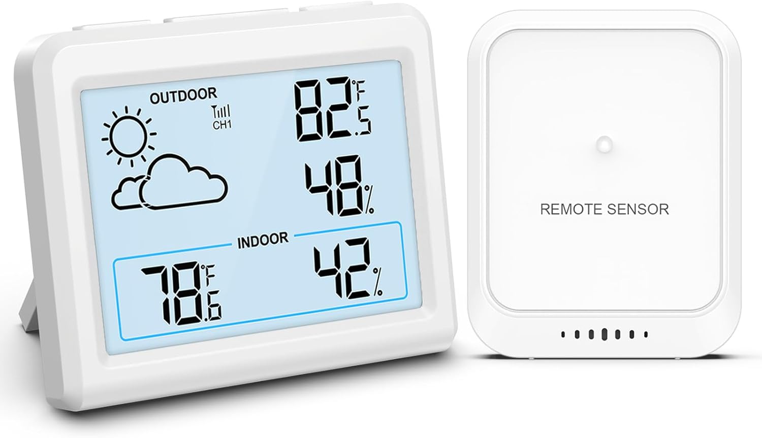 ORIA Indoor Outdoor Thermometer, [New Version] Wireless Weather Station for Home, Temperature Humidity Monitor with 328ft/100m Range Sensor, Weather Forecast, Max/Min Value, for Bedroom, Office
