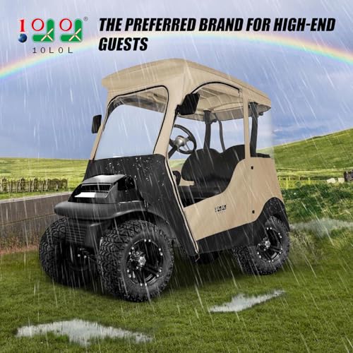10L0L Golf Cart Enclosure fit for 2 Passenger Club Car Precedent Waterproof Windproof Portable Transparent Golf Cart Cover Storage Driving 4 Sided Enclosure