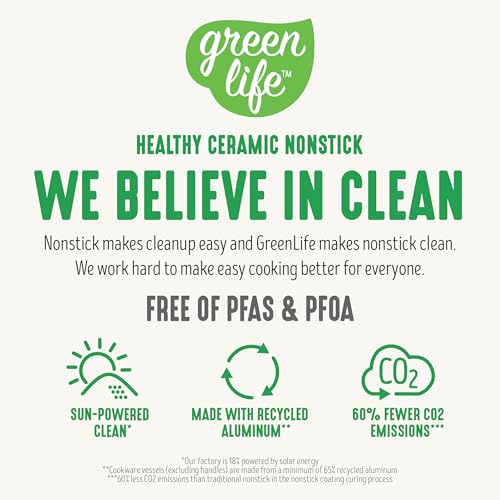 GreenLife Soft Grip 8” Frypan and Spatula Healthy Ceramic Nonstick Breakfast Cookware Set, PFAS-Free, Easy to Clean, Dishwasher Safe, Oven Safe, Stay-Cool Handles, Pink