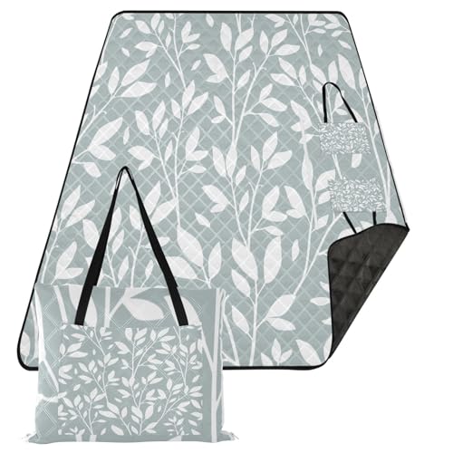 Leaves Branches Extra Large Picnic Outdoor Blanket, Foldable Beach Blanket Waterproof Sandproof Camping Mat for Family Travel Park Wet Grass Hiking Yoga, 60 x 80 Inch