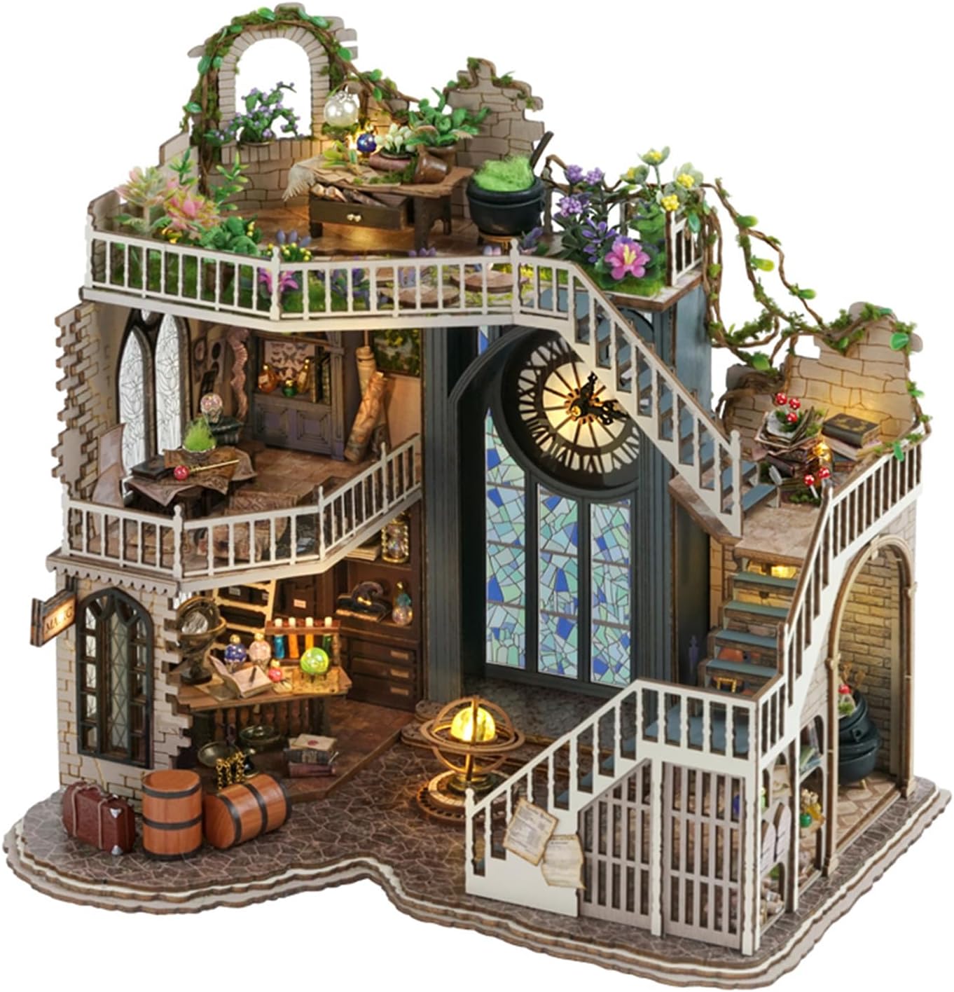 Kisoy Dollhouse Miniature with Furniture Kit, Handmade DIY House Model for Teens Adult Gift (William' s Magic House)
