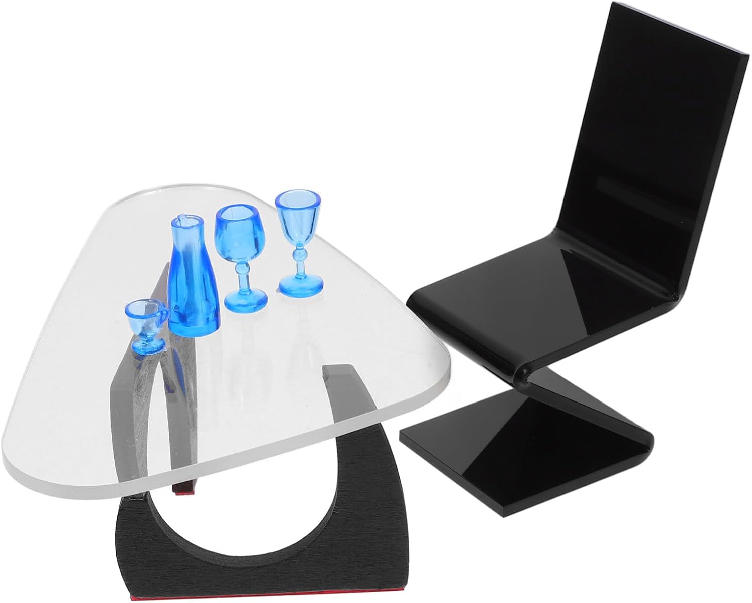 TOYANDONA Miniature Dollhouse Furniture and Accessories 1:12 Scale Miniature Coffee Table with Chair Modern Minimalist Decorative Table Chair Cup Model Set