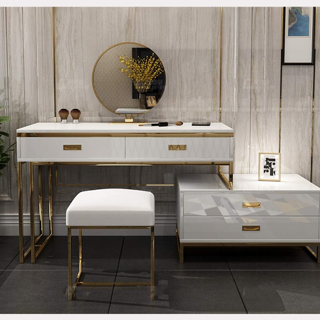 Vanity Table Set Vanity Set,Large Sliding Drawers Makeup Dressing Table with Cushioned Stool