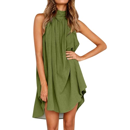 Womens Casual Sleeveless Mini Dresses Summer Flowy Boho Floral Pleated Tank Sundress Club Cocktail Wedding Guest Dress