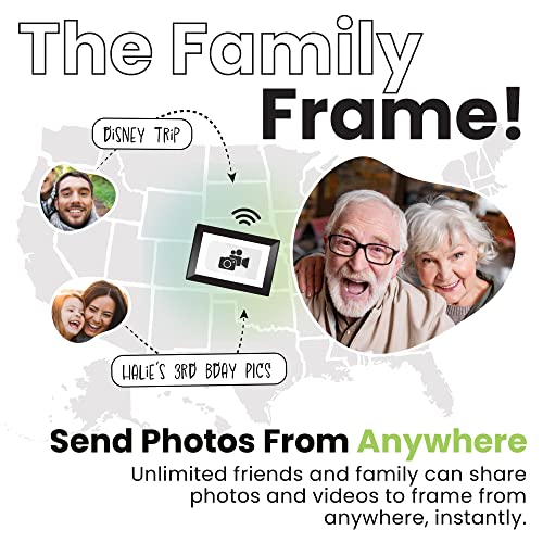 10in WiFi Digital Picture Frame, Email Family Photos to The Frame, or by App, Web. Easy Touchscreen Setup, 1280x800 Display, Plays Videos, White
