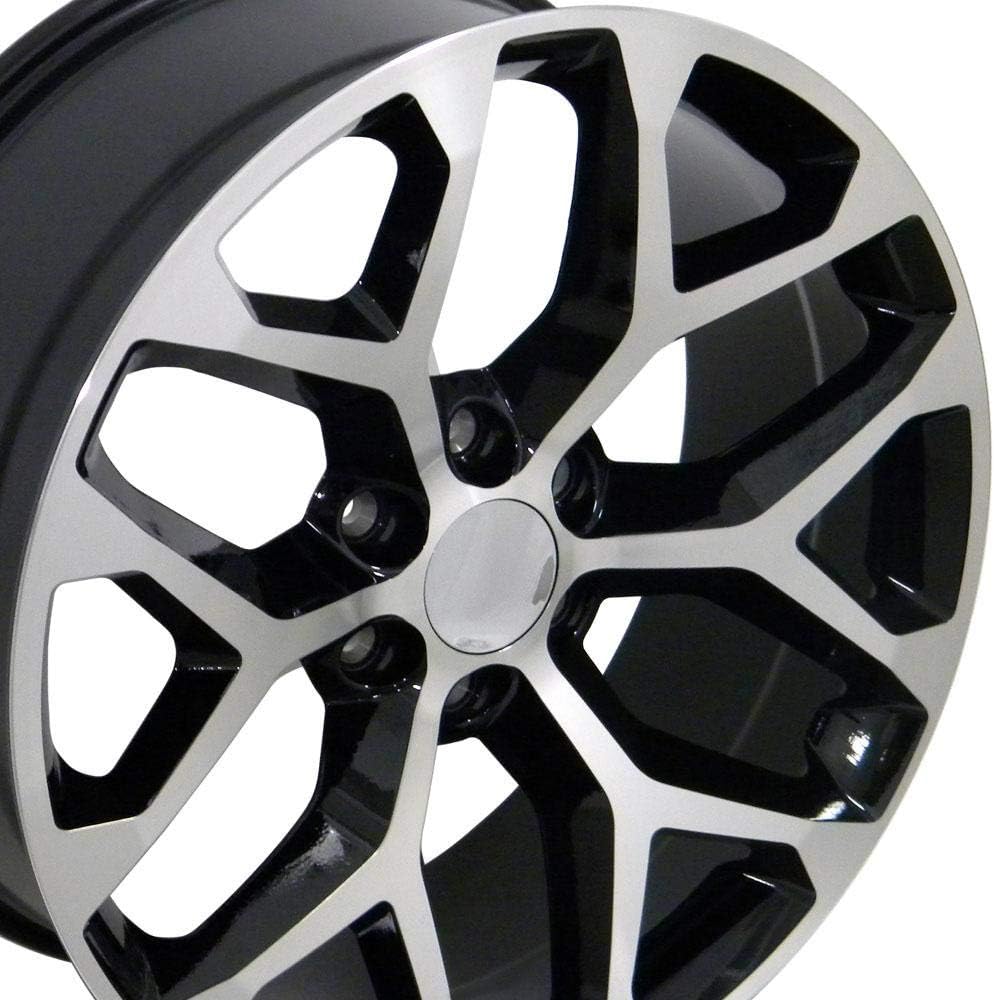 OE Wheels LLC 20 inch Rims Fits Silverado Suburban Tahoe Sierra Yukon Escalade 6x139.7 CV98B 20x9 Black Machined SET