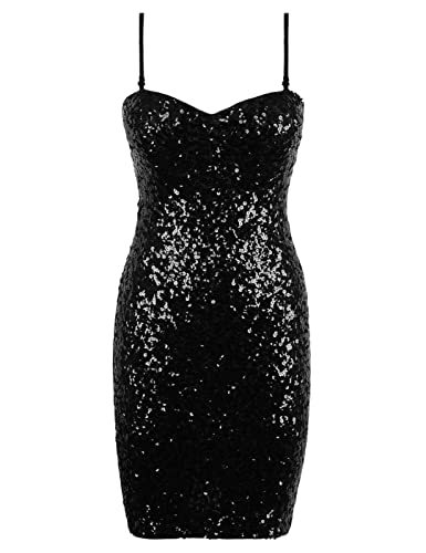 PrettyGuide Women's Glitter Sequin Bodycon Dress Sexy Tube Top Spaghetti Strap Mini Party Homecoming Dresses Night Out