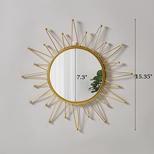 Gold Mirrors for Wall - Metal Sunburst Wall Mirror Room Decor & Home Decor, Boho Mirror Wall Decor Gifts for Women & Moms (Medium, Sun Flower)