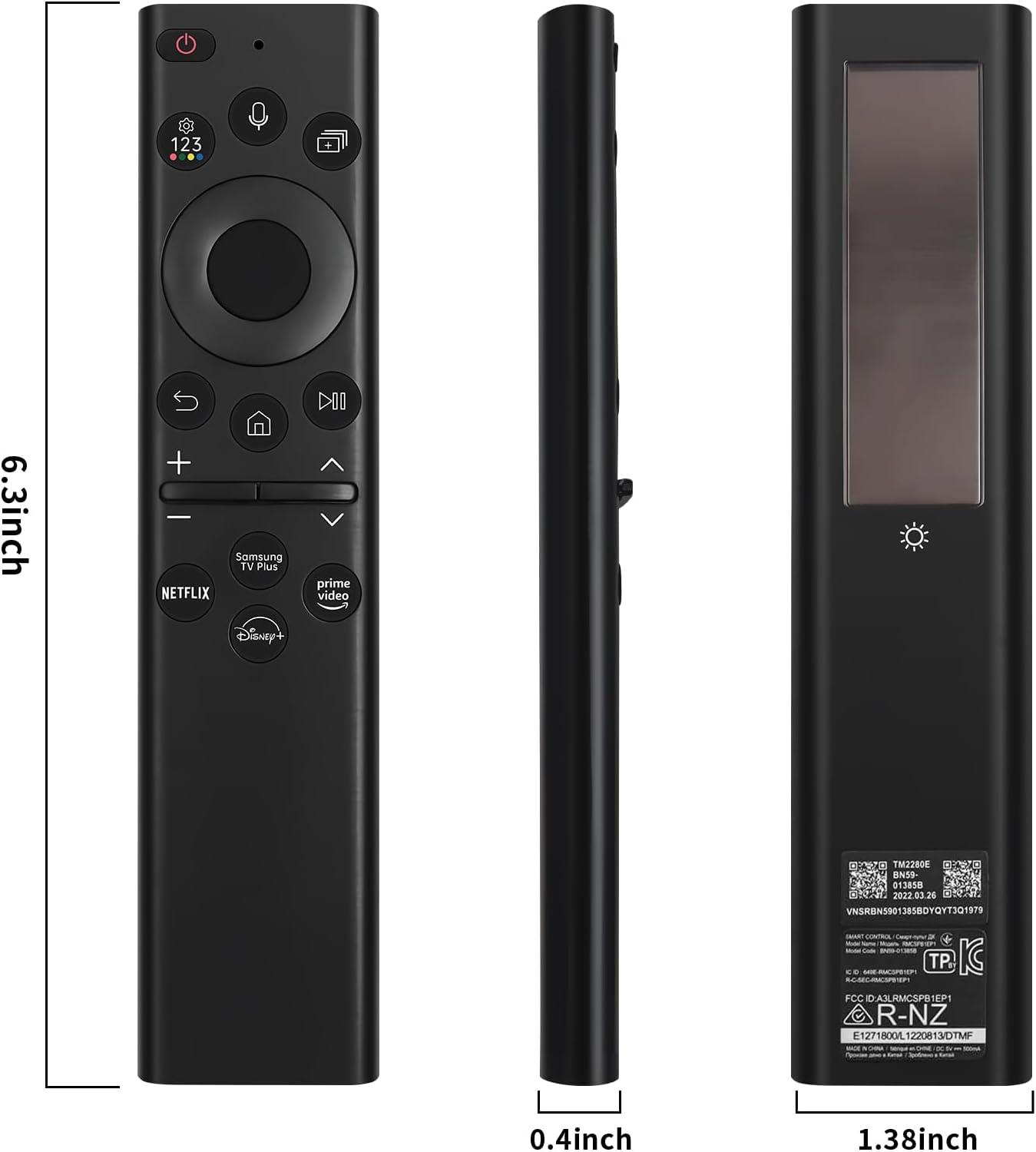 New BN59-01385A for Samsung Original Remote Control Solar Voice Remote Compatible with Samsung 2021-2022 Neo LED Smart 4K Ultra HD TV, Black